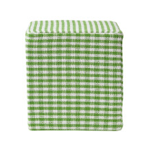 (Green) Gingham Check Cotton Cube Pouffe 36 x 36 x 38 cm