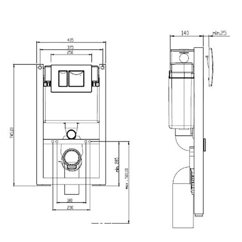 Front Access Dual Flush Cistern With Adjustable Height & Black Push Button 1