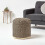 Homescapes (45 x 40 cm) Black and Cream Bean Footstool with Aztec Pattern 2