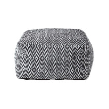 (60 x 60 x 30 cm) Trance Black and White Diamond Pattern Recycled Fibre Square Bean Filled Pouffe