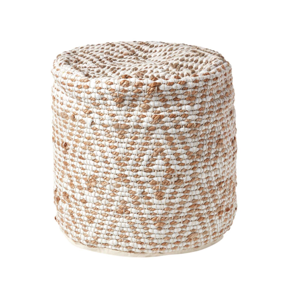 (45 x 40 cm) Sierra Natural Diamond Pattern Hemp Bean Filled Pouffe-image-OPC-P8FKPHD-NEW