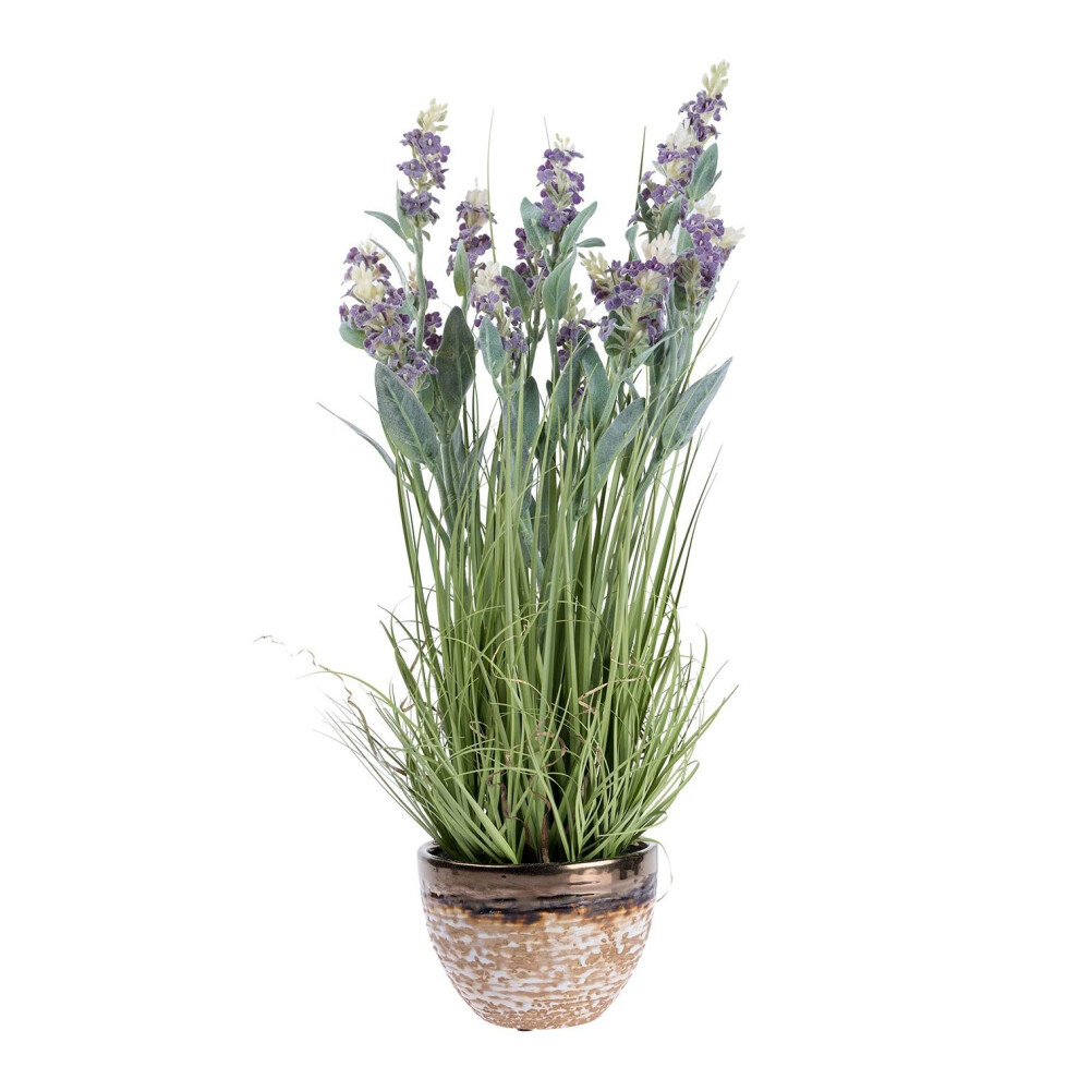 (Purple) Artificial Lavender Plant in Decorative Metallic Ceramic Pot, 66 cm Tall