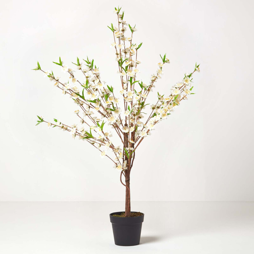 (Cream) Artificial Blossom Tree with Silk Flowers, 135 cm (4'4")