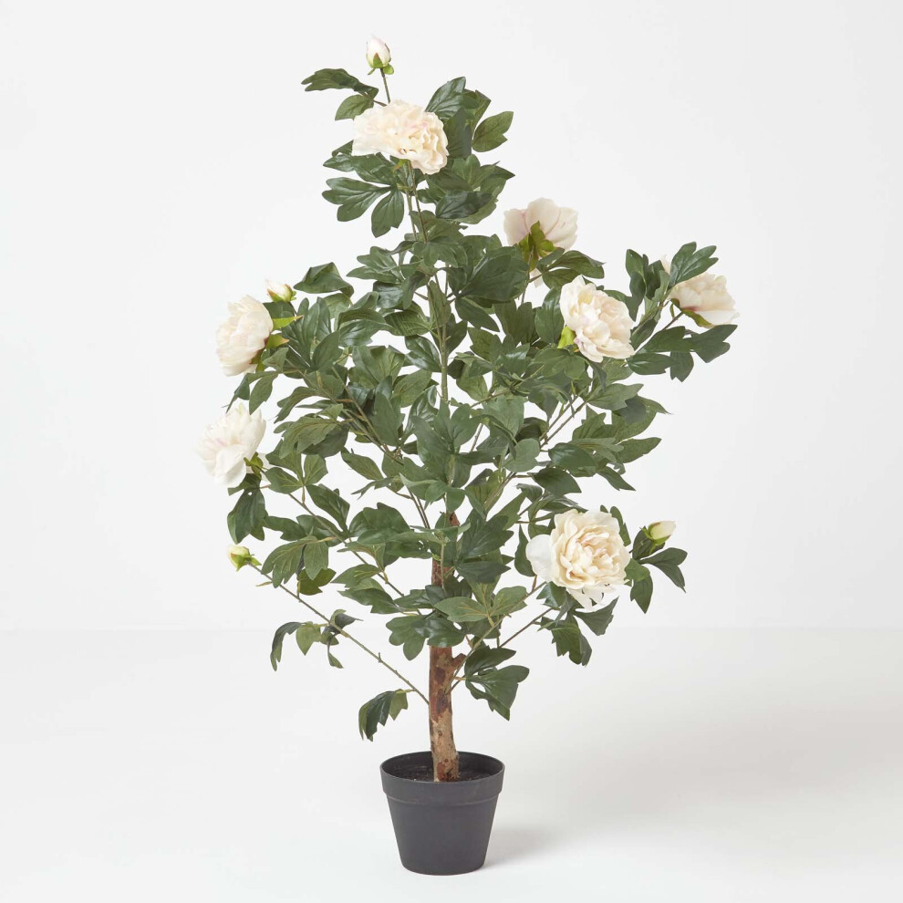 Homescapes () Artificial Peony Tree In Pot, 100 Cm Tall Peach/Black