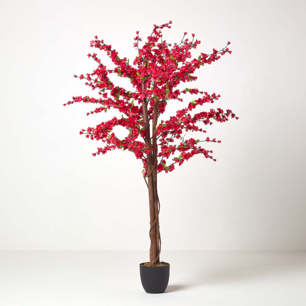Homescapes Artificial Blossom Tree - Cerise Silk Flowers - 5 Feet Pink