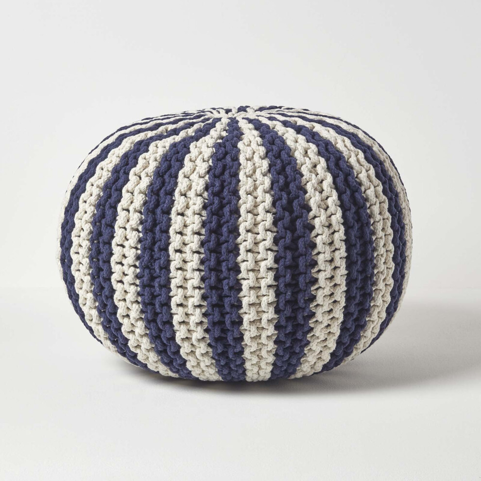 Knitted Pouffe Striped Footstool 40 x 50 cm