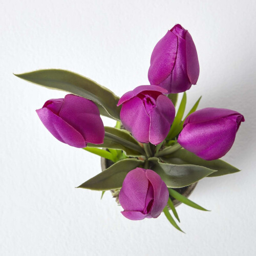 Homescapes (Purple) Artificial Tulips in Grey Decorative Stone Pot, 27 cm 1