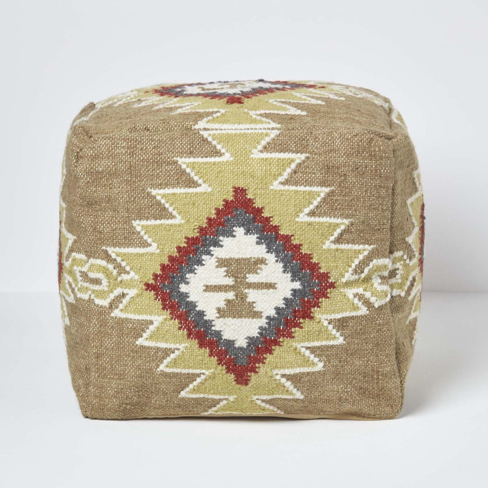 (Brown & Red) Kilim Footstool Handwoven Beanbag Pouffe 43 x 43 cm-image-OPC-P8FKPM5-NEW