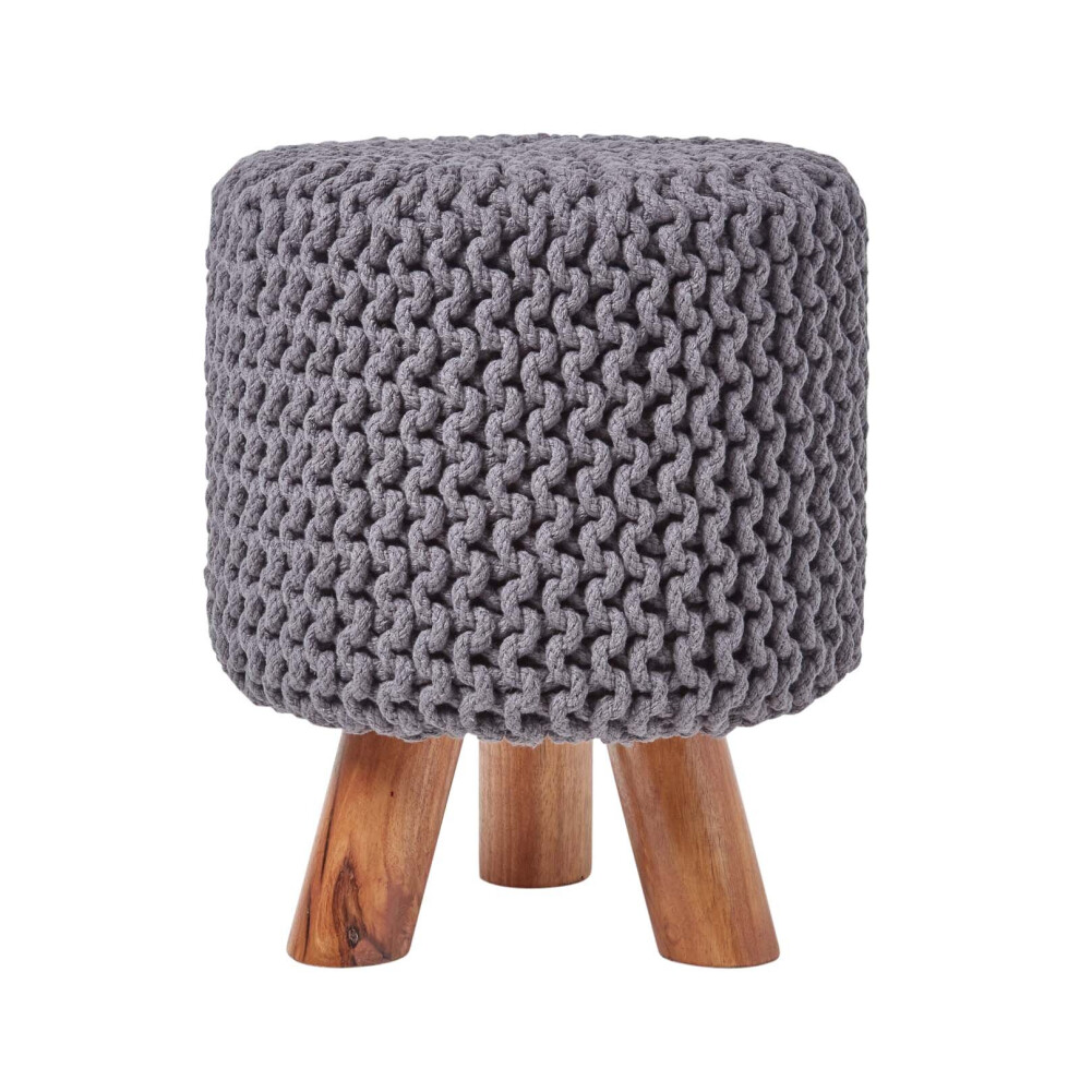 Tall Cotton Knitted Footstool on Legs