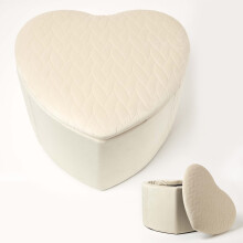 (Cream) Arundel Heart-Shaped Velvet Footstool with Storage
