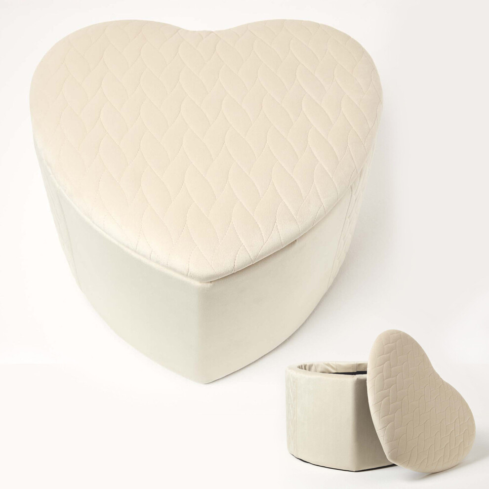 Arundel Heart-Shaped Velvet Footstool with Storage