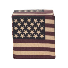 Homescapes Cotton Square Pouffe Vintage USA Flag 36 x 36 x 38 cm