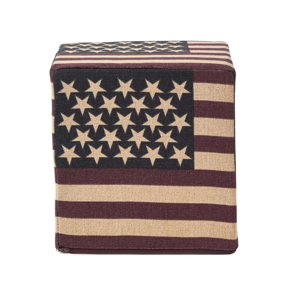 Homescapes Cotton Square Pouffe Vintage USA Flag 36 x 36 x 38 cm-image-OPC-P8FKPQJ-NEW