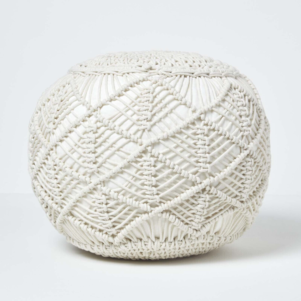 Homescapes (Natural, 35 X 40 Cm) Crochet Knitted Pouffe