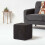 Homescapes Homescapes Black Leather and Suede Patchwork Cube Pouffe 36 x 36 x 38 cm 2