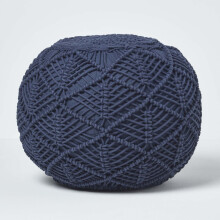 (Navy, 40 x 50 cm) Crochet Knitted Pouffe