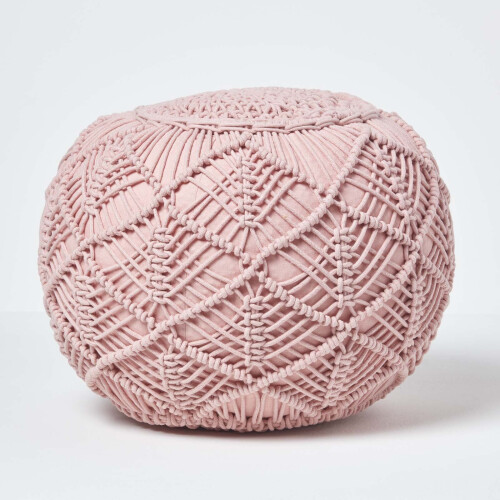 Homescapes (Blush Pink, 40 x 50 cm) Crochet Knitted Pouffe
