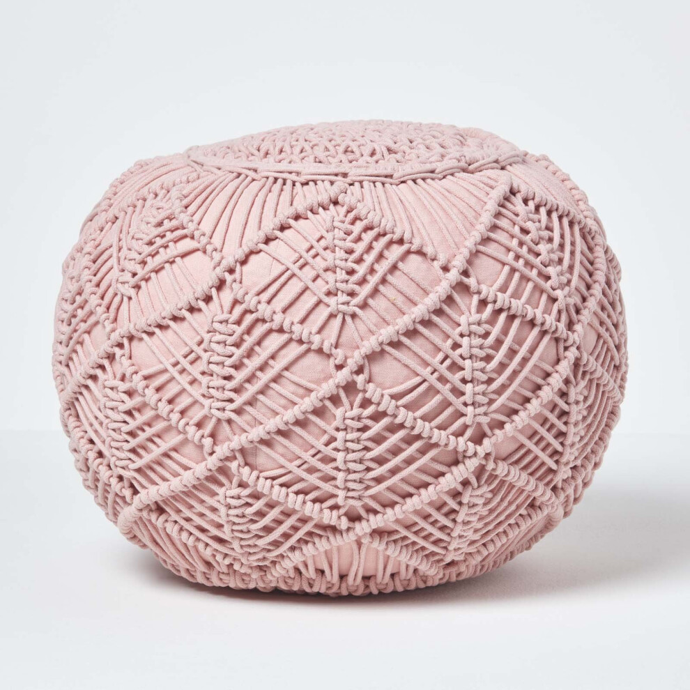 Homescapes (Blush Pink, 40 X 50 Cm) Crochet Knitted Pouffe