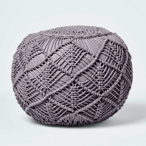 Homescapes (Grey, 35 x 40 cm) Crochet Knitted Pouffe