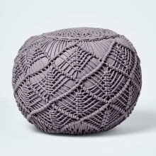 (Grey, 40 x 50 cm) Crochet Knitted Pouffe