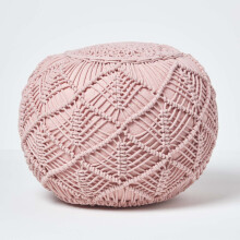 (Blush Pink, 35 x 40 cm) Crochet Knitted Pouffe