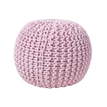 (Pink) Knitted Cotton Pouffe Footstool Round 35 x 40 cm