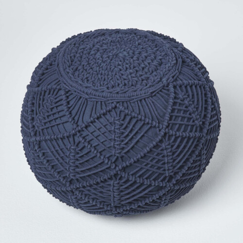 Homescapes (Navy, 35 x 40 cm) Crochet Knitted Pouffe 2