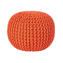 (Burnt Orange) Knitted Cotton Pouffe Footstool Round 35 x 40 cm
