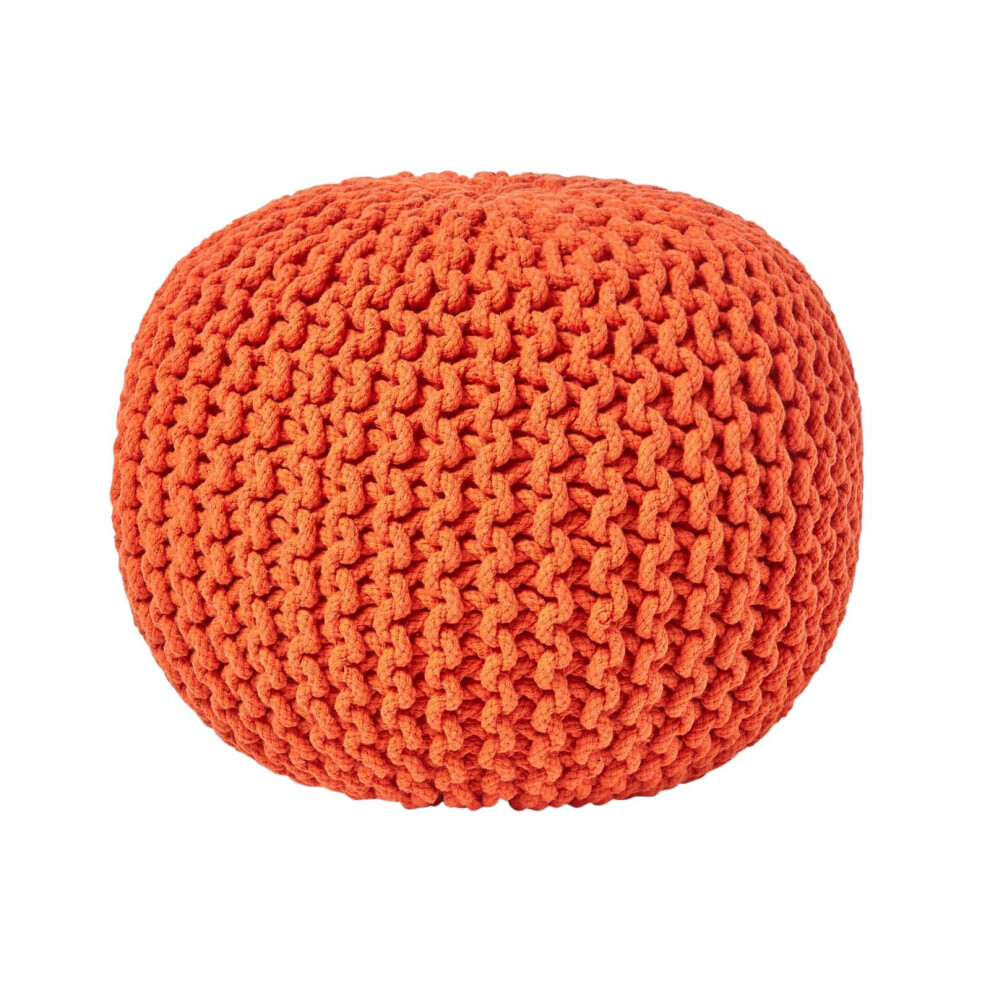 (Burnt Orange) Knitted Cotton Pouffe Footstool Round 35 x 40 cm-image-OPC-P8FKPSX-NEW