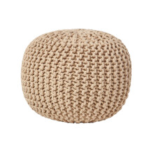 (Linen) Knitted Cotton Pouffe Footstool Round 35 x 40 cm