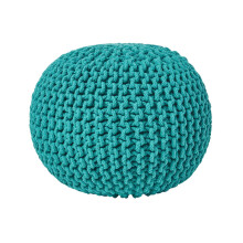 (Teal Green) Knitted Cotton Pouffe Footstool Round 35 x 40 cm