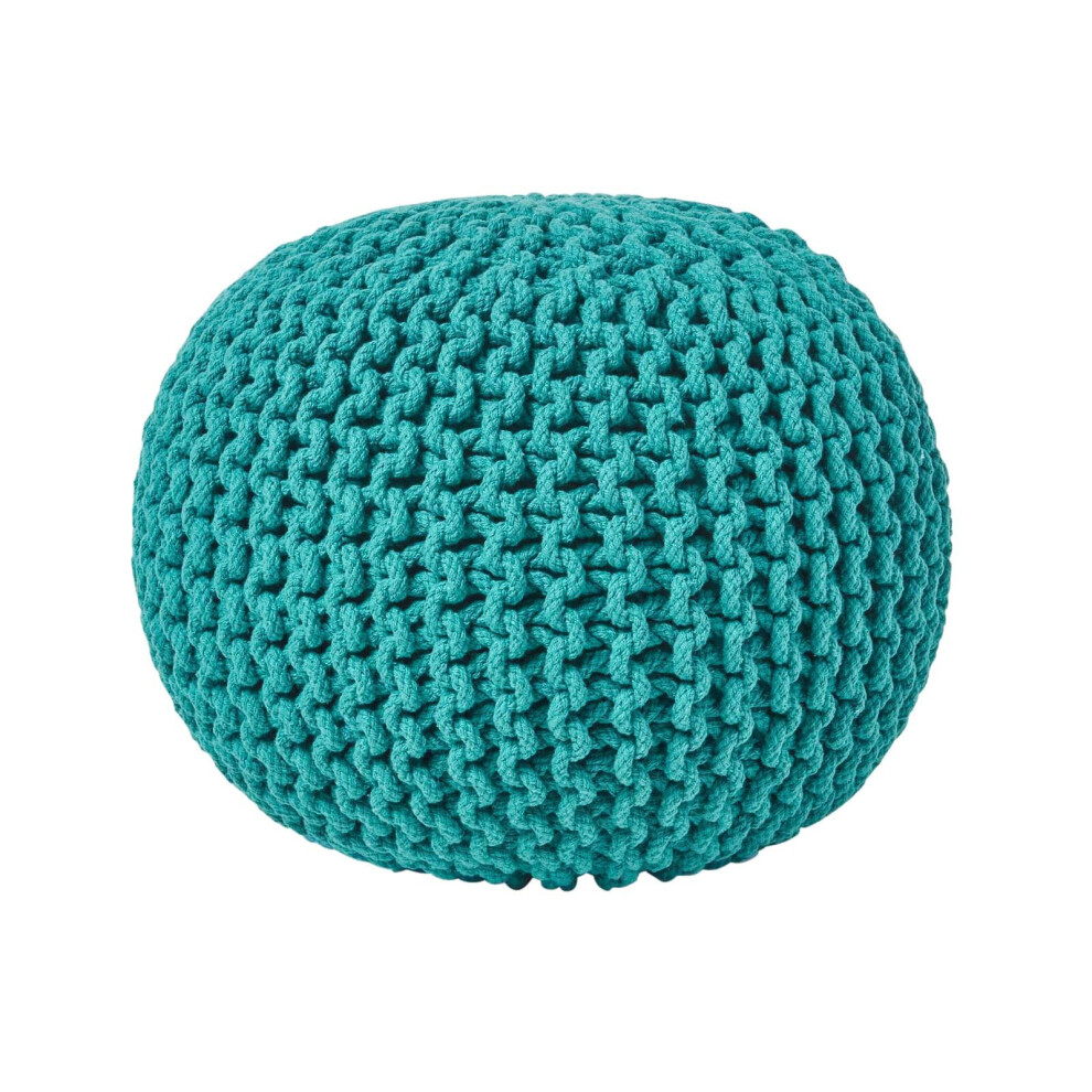 Round Cotton Knitted Pouffe Footstool