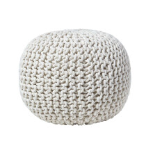 (Natural) Knitted Cotton Pouffe Footstool Round 35 x 40 cm
