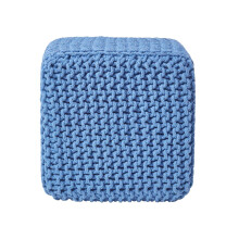 (Blue) Knitted Cotton Cube Footstool 35 x 35 x 35 cm