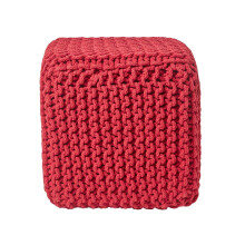 (Red) Knitted Cotton Cube Footstool 35 x 35 x 35 cm
