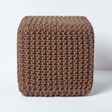 (Chocolate) Knitted Cotton Cube Footstool 35 x 35 x 35 cm