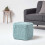 Homescapes (Duck Egg Blue) Knitted Cotton Cube Footstool 35 x 35 x 35 cm 2