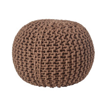 (Chocolate) Knitted Cotton Pouffe Footstool Round 35 x 40 cm