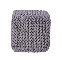 (Grey) Knitted Cotton Cube Footstool 35 x 35 x 35 cm