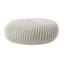 (Natural) Knitted Cotton Large Round Pouffe Footstool 70 x 23 cm