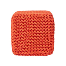 (Burnt Orange) Knitted Cotton Cube Footstool 35 x 35 x 35 cm