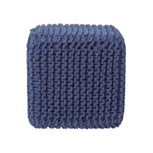 (Navy Blue) Knitted Cotton Cube Footstool 35 x 35 x 35 cm