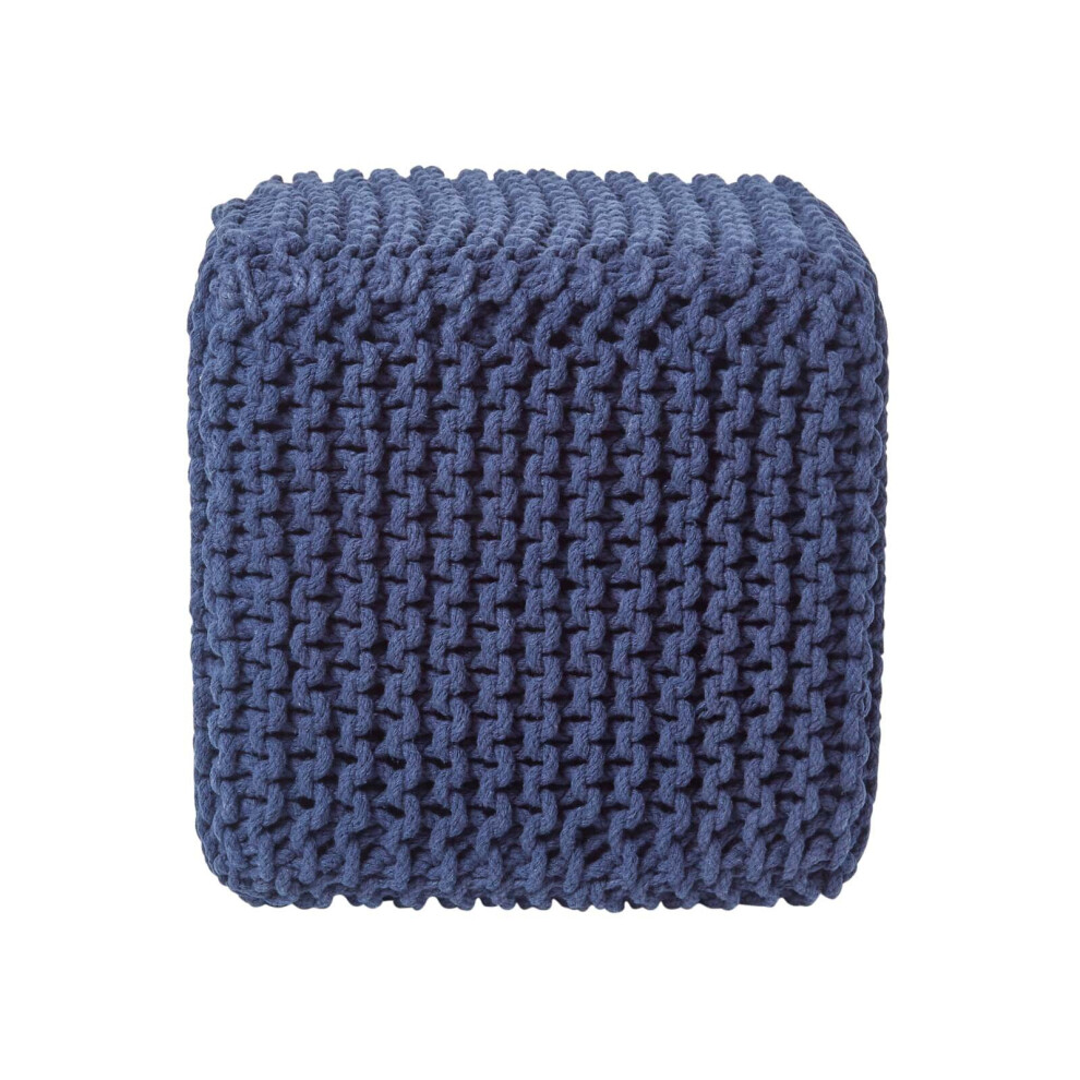 (Navy Blue) Knitted Cotton Cube Footstool 35 x 35 x 35 cm-image-OPC-P8FKPWR-NEW