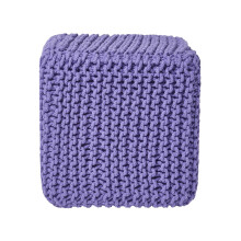 (Purple) Knitted Cotton Cube Footstool 35 x 35 x 35 cm