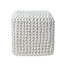 (Natural) Knitted Cotton Cube Footstool 35 x 35 x 35 cm