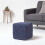 Homescapes (Navy Blue) Knitted Cotton Cube Footstool 35 x 35 x 35 cm 2