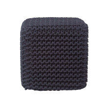 (Black) Knitted Cotton Cube Footstool 35 x 35 x 35 cm