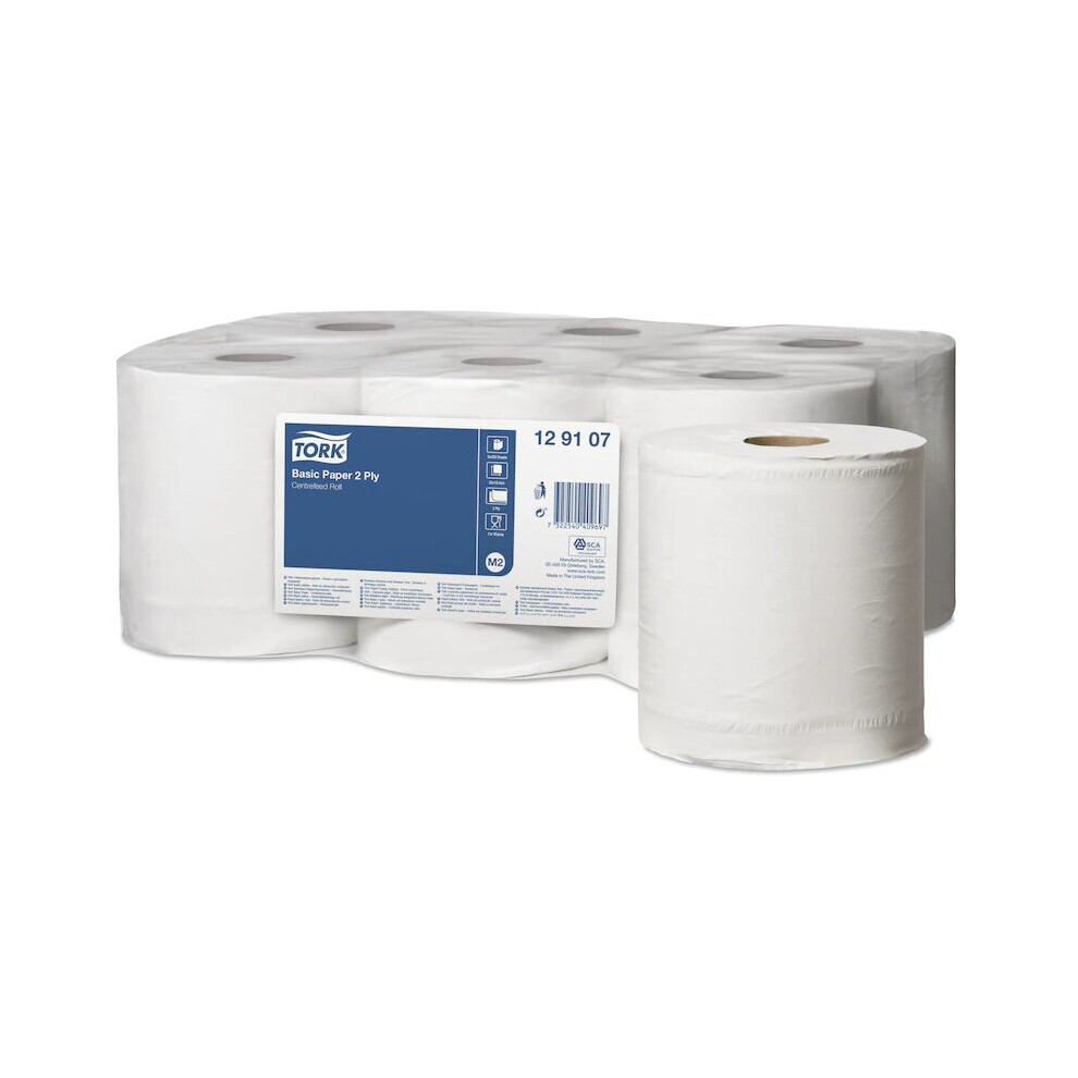 White Centre Feed Tork M2 Wiping Basic Paper Towel Roll 6 x 150m