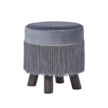 (Grey) Warwick Velvet Footstool with Legs