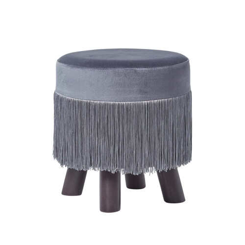 Homescapes (Grey) Warwick Velvet Footstool with Legs
